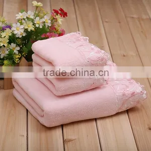 China Manufactory Cotton Fabric Wholesale Lace Terry Fabric 34*76cm / 70*140cm Towel Set thumbnail-3