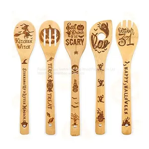 Christmas Gift for Family,bamboo Wood Utensil Set Engraved Kitchenware Customized thumbnail-2