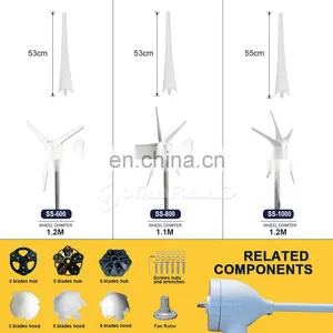 400W 500W 5 Blades Free Energy Windmill 12V 24V 48V Wind Power Small Wind Turbine Generator MPPT Controller For Home Use thumbnail-5