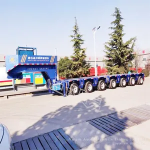 Multi Axle Semi-trailer Heavy-duty Low Flatbed Large Item Transport Vehicle thumbnail-1