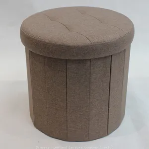 Linen Ottoman-Brown thumbnail-1