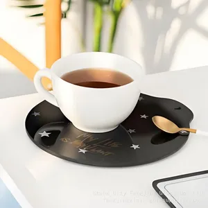 Funny Coffee Coaster Glass Pads, Coffee Table Coasters, Tempered Glass Drink Coasters thumbnail-3