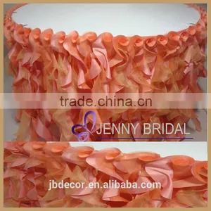 TS055D Beautiful Fancy Organza Curly Willow Table Skirting for Wedding Quality Choice thumbnail-1