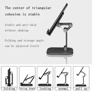 Universal Foldable Desktop Desk Stand Holder Mount for Cell Phone and Tablet Pad thumbnail-5