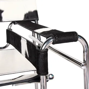 Bauhaus Wassily Chair, Marcel Breuer 1925 Replica Cowhide Leather Accent Chair With Chrome Steel Frame for Commercial & Home Use thumbnail-5