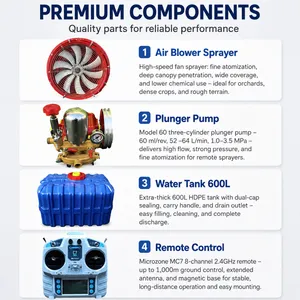 Remote Control Orchard Airblast Sprayer 600L Crop Protection Machine With 640mm High Speed Fan thumbnail-3