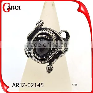 Stainless Steel Big Eye Snake Ring Men's Punk Rock Jewelry Ring thumbnail-1