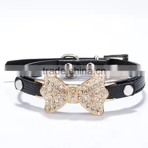Wholesale Serpentine Pet Collar Diamond Gold Bowknot Pet Collar thumbnail-6