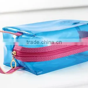 Transparent Clear PU or PVC Leather Tote Cosmetic Bag With Ziplock for Women thumbnail-2