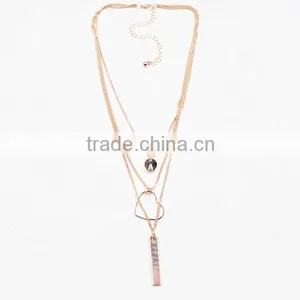 Hot Selling Womens Girls 3 Gold Tone Long Chain Alloy Charms Beads Necklace thumbnail-2
