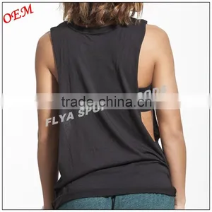 100% Cotton Custom Plain Round Neck Sleeveless Gym Wear Sexy Womens Fitness Tank Top thumbnail-3