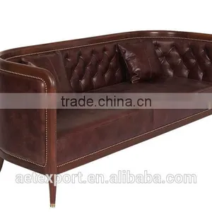 Modern Style Teak Solid Wood Sofa Designs With Leather Set thumbnail-2