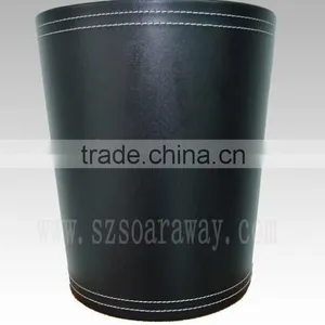 2014 Round Shape pu Faux Leather Waste Bin Factory in China Hot Sale In America Waste Bins For Home And Hotel thumbnail-3