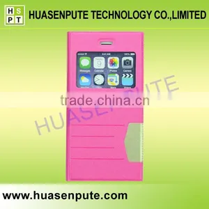 Magnetic Silk Leather Cover Case For IPhone 6 With Window thumbnail-1