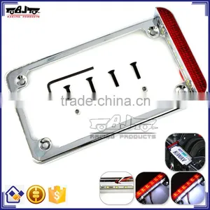 BJ-LPL294-002 Highly Recommended Chrome Motorcycle 4'' X 7'' Tail Light LED License Plate Frame For Harley thumbnail-1