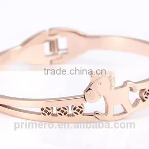 Custom Jewelry 316l Titanium Steel Rose Gold Plated Charm Bracelets Horse Bangles thumbnail-4