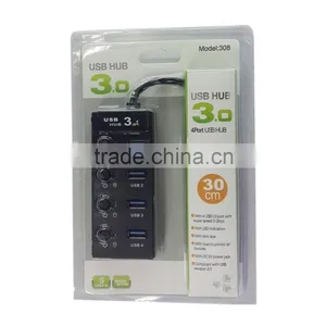 Powered USB 3.0 4-Port Compact Hub 5Gbps Transfer Rate With a Built-in 12" USB 3.0 Cable thumbnail-4
