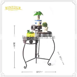Wrought Iron Round Foldable Swivel Indoor Plant Stand thumbnail-2