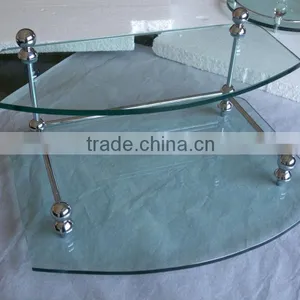Glass Storage Organizer 2-tier Glass Vanity Tray in Chrome Finish thumbnail-1