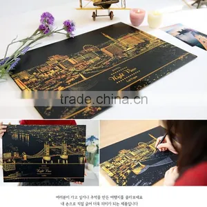 The World Best Golden Scratch Night View Series 3 Contents One Paper Free Drawing With Pen Tool Treasure Hunt Coloring Paper thumbnail-1