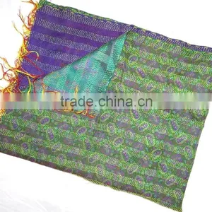 Handmade Scarve Shawl Reversible Silk Kantha Shawl thumbnail-4