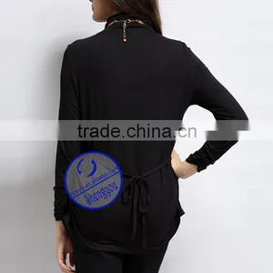 Custom Wholesale 5% Spandex 85% Cotton Black Turtleneck Maternity Tshirt thumbnail-4