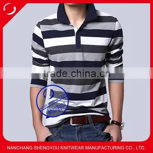 Custom Cotton Spandex Yarn Dyed Mens Polo t Shirt thumbnail-1