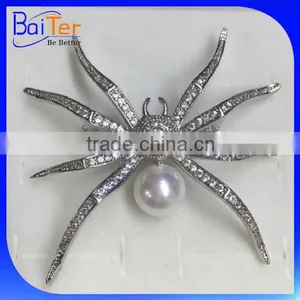 China Made Wholesale Gold Plated Fashion CZ Spider Brooch thumbnail-2