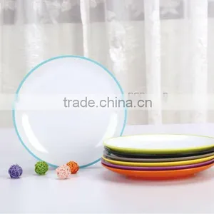 Two Tone Color Round Melamine Dinner Plates thumbnail-1