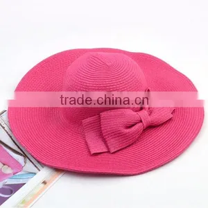 Wholesale Fashion Straw Hats With Bow Tie Decoration for Summer Hat for Lady&women thumbnail-2