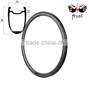 700C 20.5mm / 23mm / 25mm Width Clincher Carbon Rims 38mm Deep, Factory Clincher Carbon Rims Tubeless Compatible thumbnail-2
