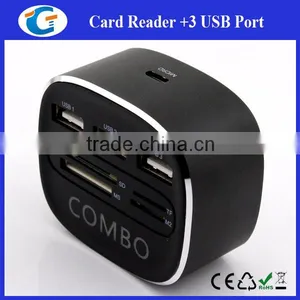 Metal Case Cube 3 Ports USB 2.0 Hub Combo Card Reader thumbnail-5