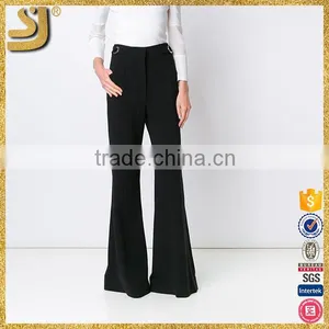2016 Newest Style Ladies Pants With Wide Leg, Woman Black Leg Flared Pants, American Newest Casual Solid Ladies Pants thumbnail-6