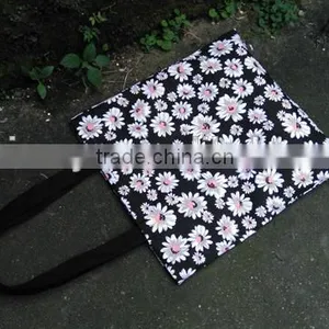 Flower Improved Black Canvas Hand Bag thumbnail-2