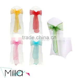 Organza Fabric Material and Plain Dyed Pattern Organza Chair Sash thumbnail-2