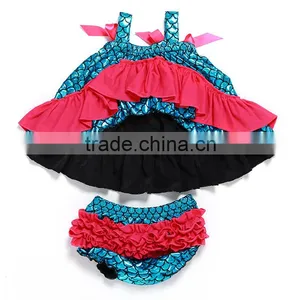 Wholesale Mermaid Outfit Girls Swing Top With Ruffle Bloomers Baby Clothes thumbnail-2