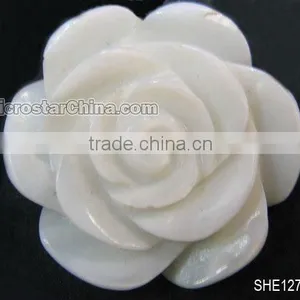 Shell Cabochon Pendant, Carved Flower thumbnail-1