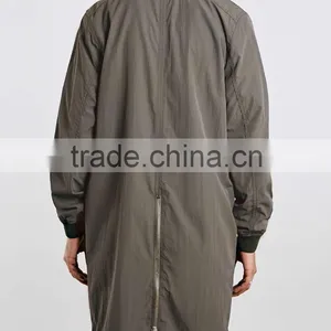 Men's Kakhi Color Longline Bomber Coat thumbnail-4