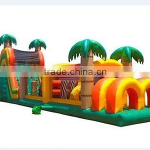3.3mWx20mLx6mH Tropical Theme Giant Adult Inflatable Obstacle Course for Sale Large Inflatable Games thumbnail-2