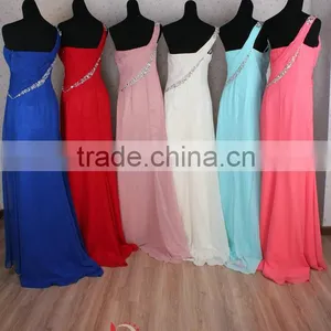 Newly Design One-shoulder Chiffon Beaded Fashion Elegant Long Evening Dresses thumbnail-4