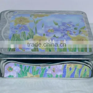 Square Tin Box, Flower Cookie Tin Box thumbnail-1