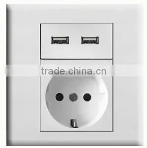 AC 100V-250V EU Socket 2 USB 5V DC 2.1A Charger Charging Power Wall Outlet thumbnail-1