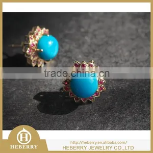 American Blue Turquoise Semi Precious Gemstone Silver Earring Stud Style Best Wedding Gift thumbnail-4