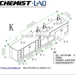 Wall Mounte All Steel Lab Side Table With Sink & Full Height Drawers in Chemistry Laboratory thumbnail-1