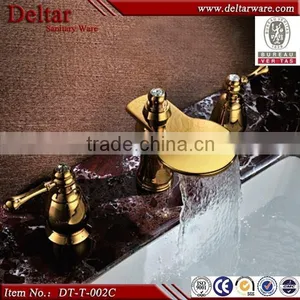 Golden Glass Waterfall Faucet,Double Handle Lavatory Automatic Mixer Tap,Cheap Water Faucets thumbnail-1