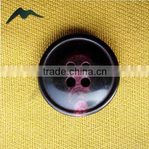 4 Holes Natural Dye Burgundy Grain Buffalo Horn Suit Button With Rim thumbnail-1