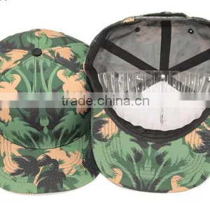 Wholesale Two Tone 100% Acylic Flat Brim Bulk Snapback Caps Floral Printing thumbnail-2