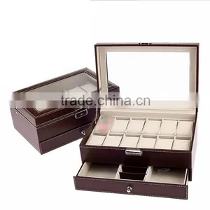 Chinese Factories Wholesale Custom PU Leather Jewelry Box, Multi-function Drawer Watch Box thumbnail-2