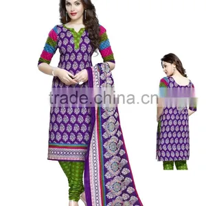 Ethnic Motif Top With Purple and White Color Cotton Dress Material thumbnail-1