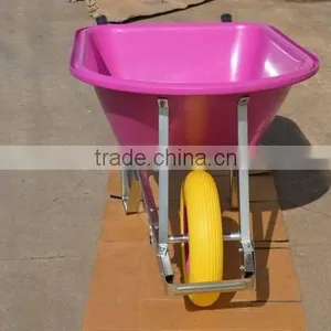 Commercial Pink Poly Tray Wheelbarrow With Single Wheel thumbnail-4